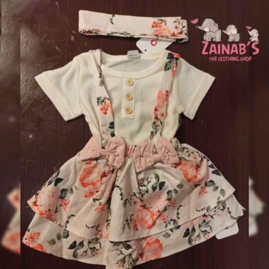 3 Piece Floral Skirt Baby Clothes Set