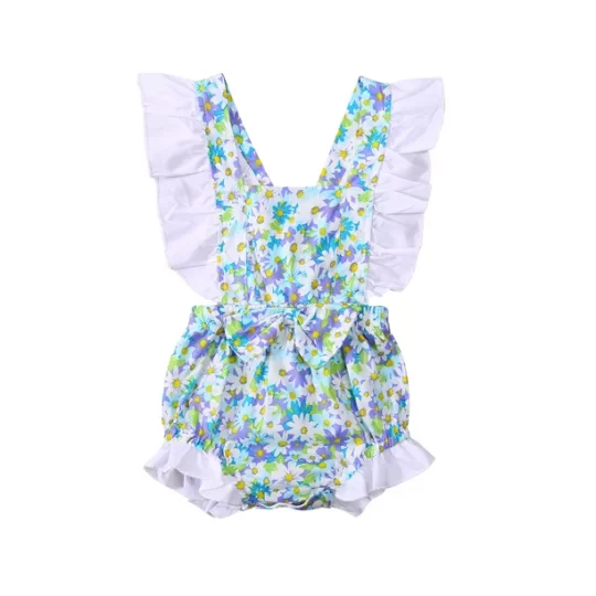 hirigin Infant Fly Sleeve Romper, Printing Bow Decoration Backless Jumpsuit