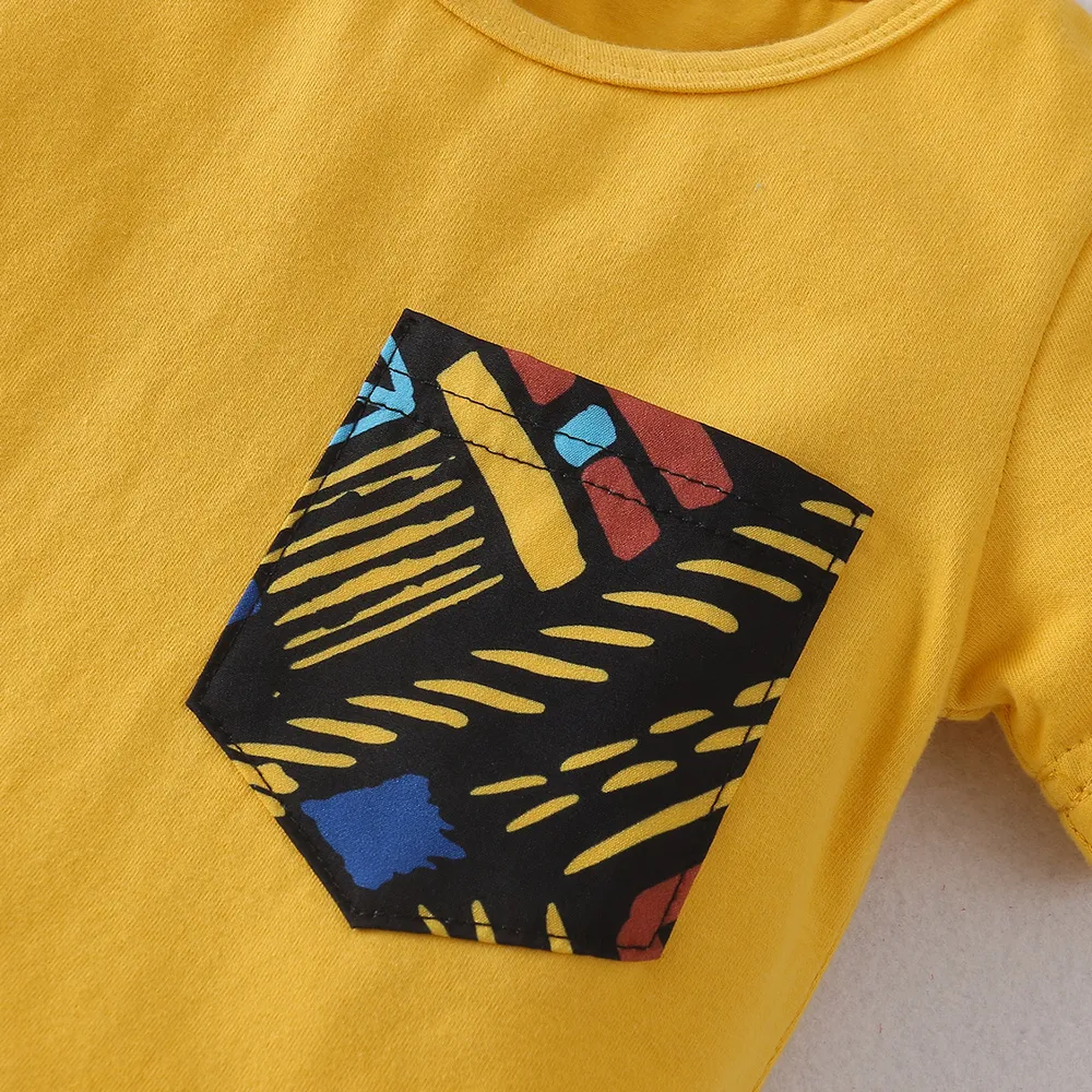 2pcs Baby Boy Cotton Full-sleeve Geometric Print shirt and Shorts Set - Image 3