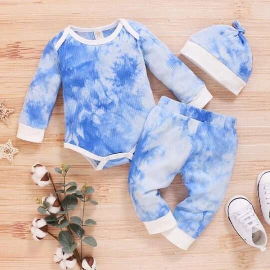Blue Tie Dye, 3pcs set for Girl & Boy