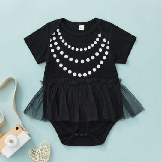 Baby Girl 2pcs Polka Dot Contrast Mesh Bodysuit