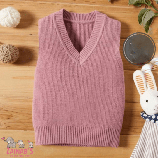 Sleeveless Solid Color Casual V-neck Clothing Little Kids Vest