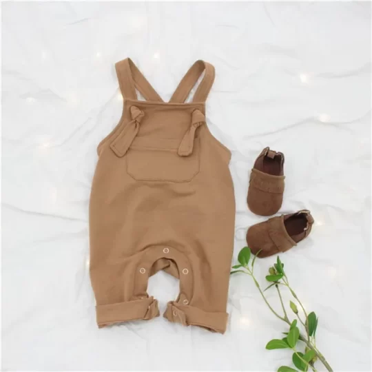 Brown Jumpsuit Blank Sleeveless Front Pockets