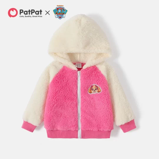 PAW Patrol Toddler Girl/Boy Character Print Plush Long-sleeve Hooded Jacket Pink
