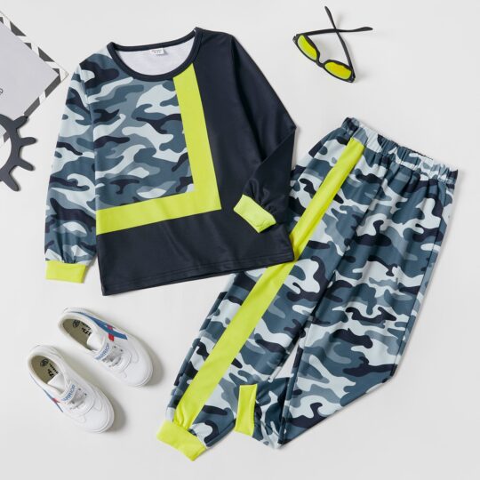 2-Piece Urban Camo Contrast Tracksuit