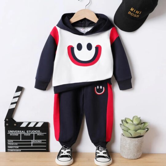 2-Piece Medium Thickness Avant-garde Expression Hooded Set for Toddler Boy