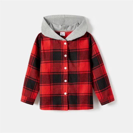 Red & Black Plaid Hooded Top
