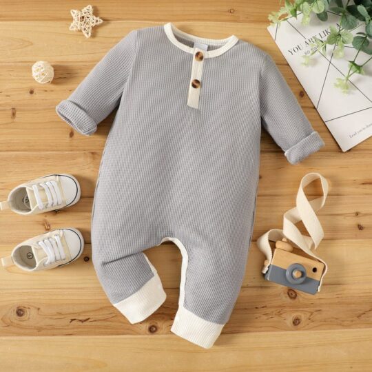 Bodysuits Waffle Jumpsuit Ribbed Clothes Knitted Stretch Gray