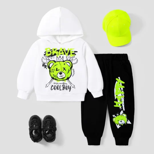 2-Piece Toddler Boy Graffiti Hooded Set
