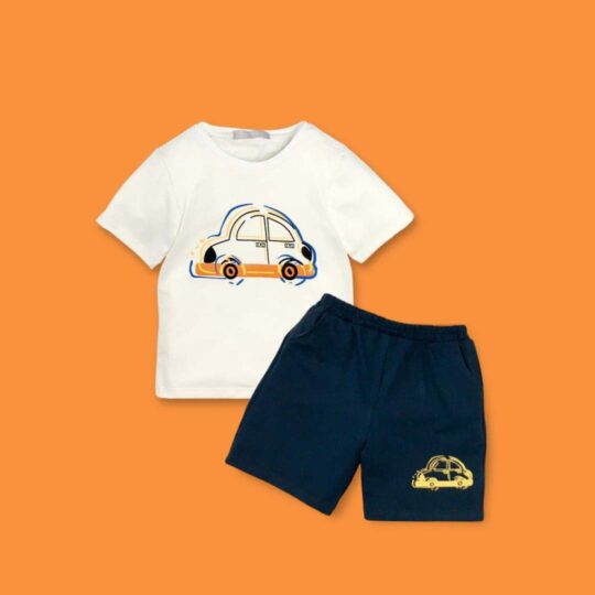 2-Piece T-shirt Car Print with Shorts