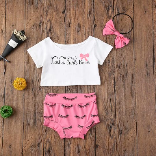 3-Piece Lashes, Curls & Bows Baby Girl Outfit