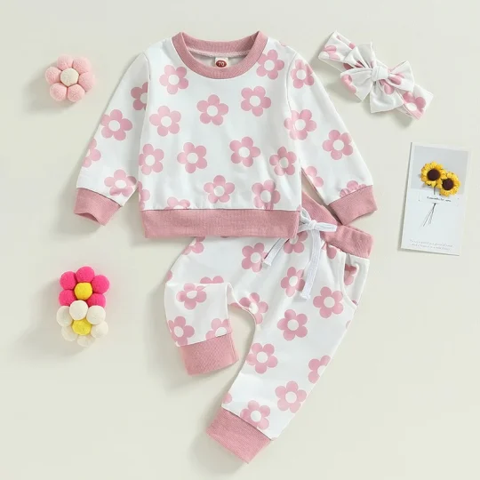 2-Piece Pink Petals Cozy Tracksuit Set