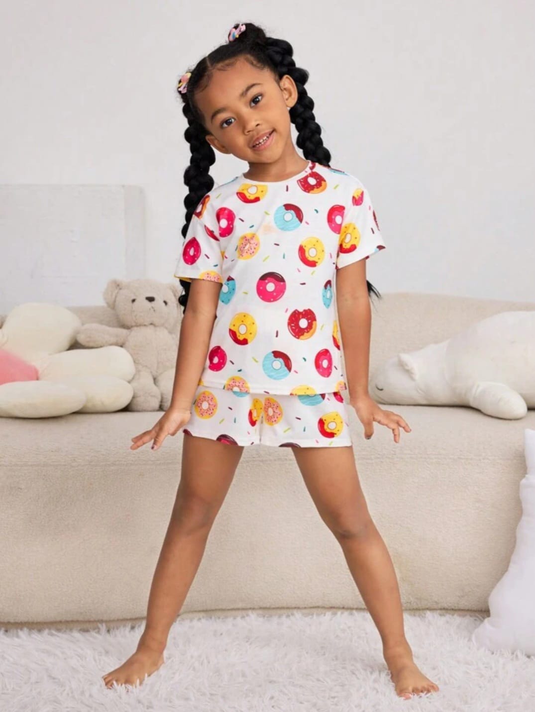 2-Piece Donut Print Pajama Set