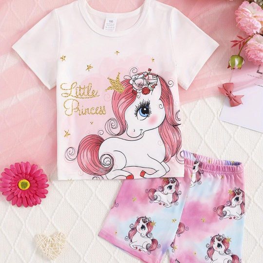 2-Piece Little Princess Unicorn Pajama Set