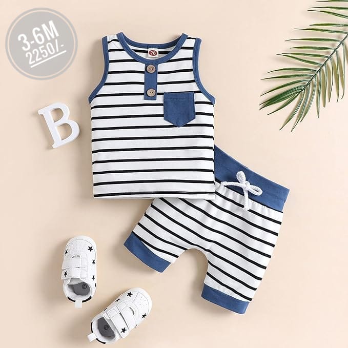 2-Piece Nautical Striped Baby Outfit Set