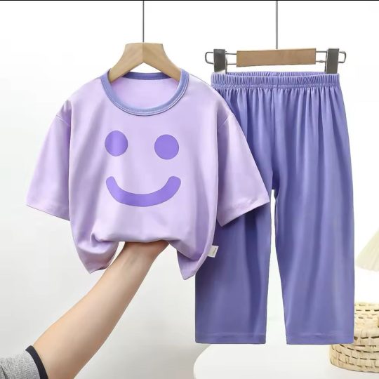 2- Piece Kids' Lavender Smiley Face Pajama Set