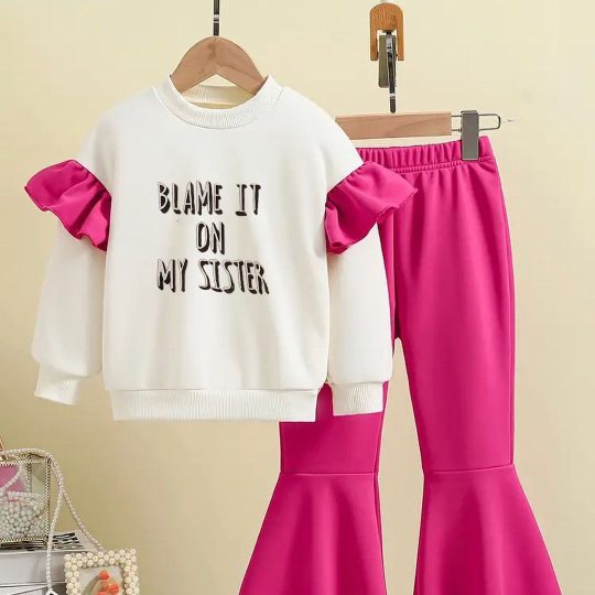 2-Piece "Blame It On My Sister" Ruffle Sleeve Outfit