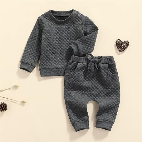 2 Piece Quilted Baby Sweatshirt and Jogger Set