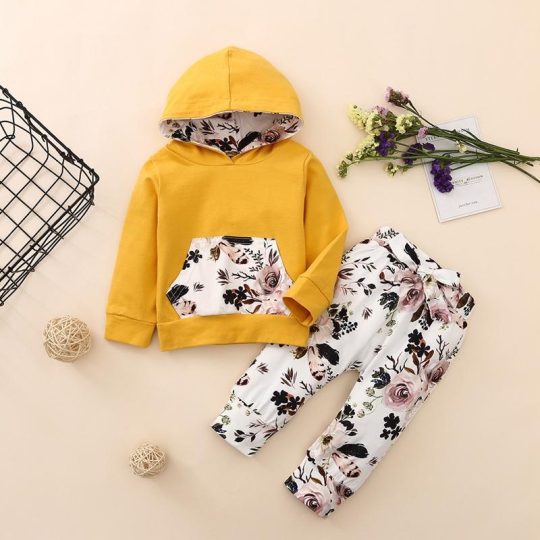 2-Piece Floral Pocket Hoodie and Pants Set