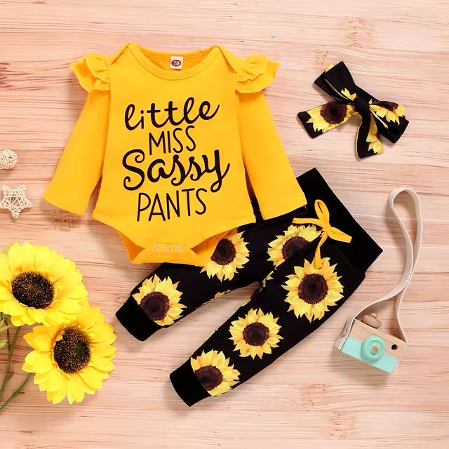 2-Piece Little Miss Sassy Pants Sunflower Outfit