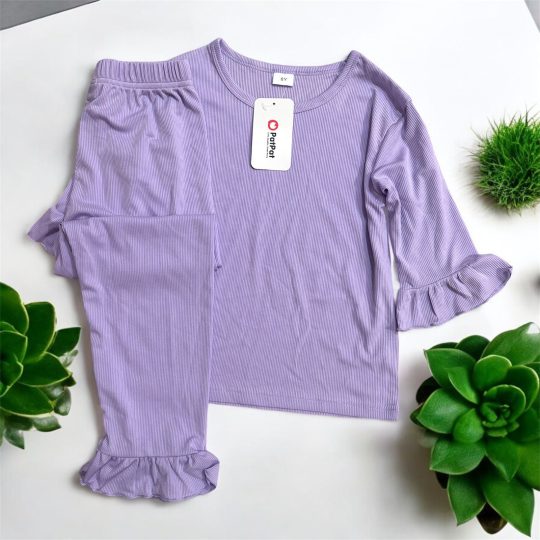 2- Piece Lavender Ruffle Pajama Set
