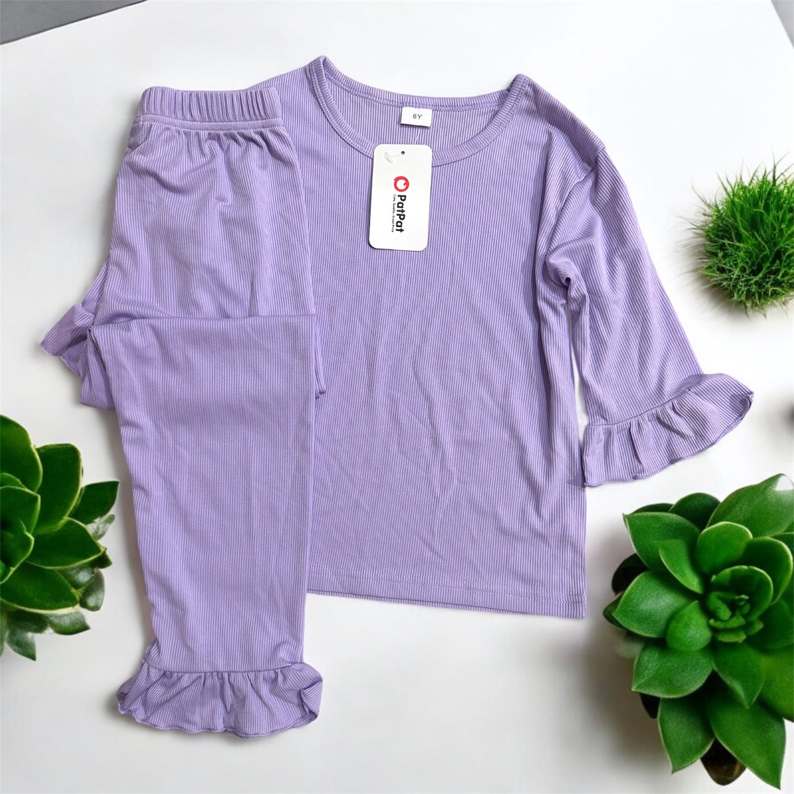 2- Piece Lavender Ruffle Pajama Set