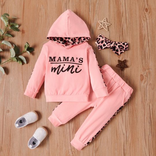 3-Piece Mama's Mini Pink Hoodie Set