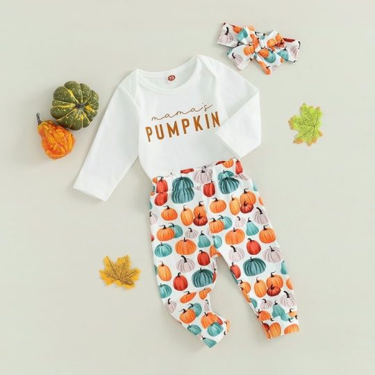 3-Piece Mama’s Pumpkin Fall Baby Outfit Set