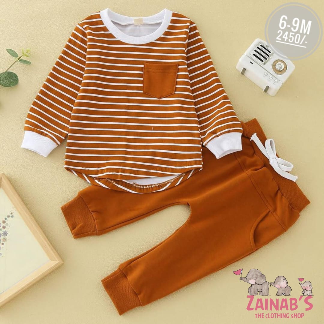 2-Piece Striped Long Sleeve Top and Pants Set