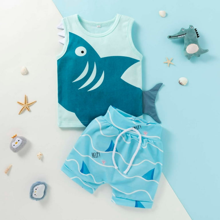 2-Piece Shark-Themed Summer Outfit for Kids