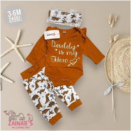 3-Piece "Daddy is my Hero" Baby Outfit Set