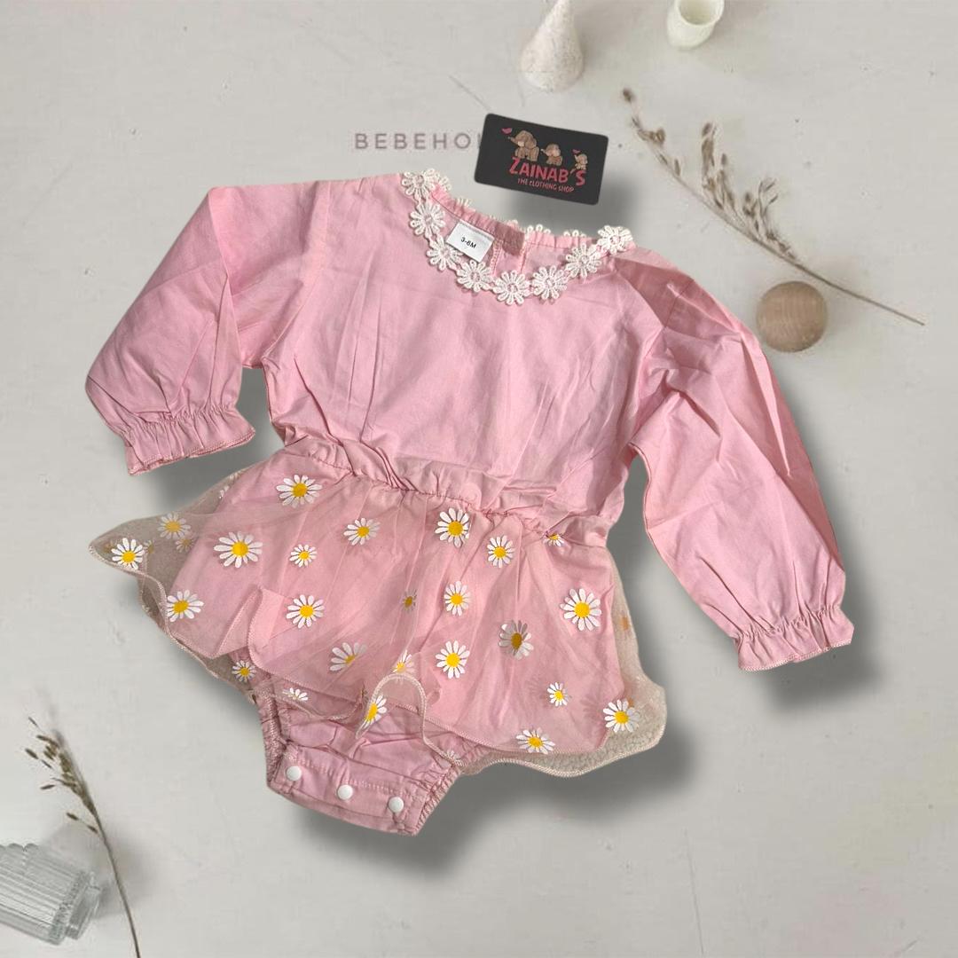Pink Floral Baby Romper