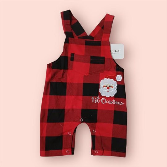 1st Christmas Plaid Romper