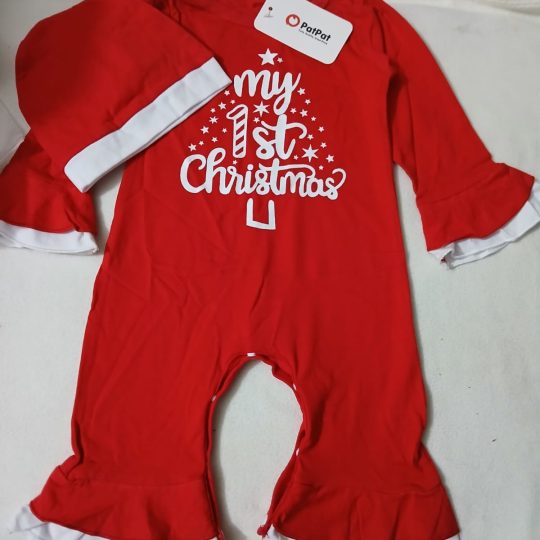 1st Christmas Plaid Romper