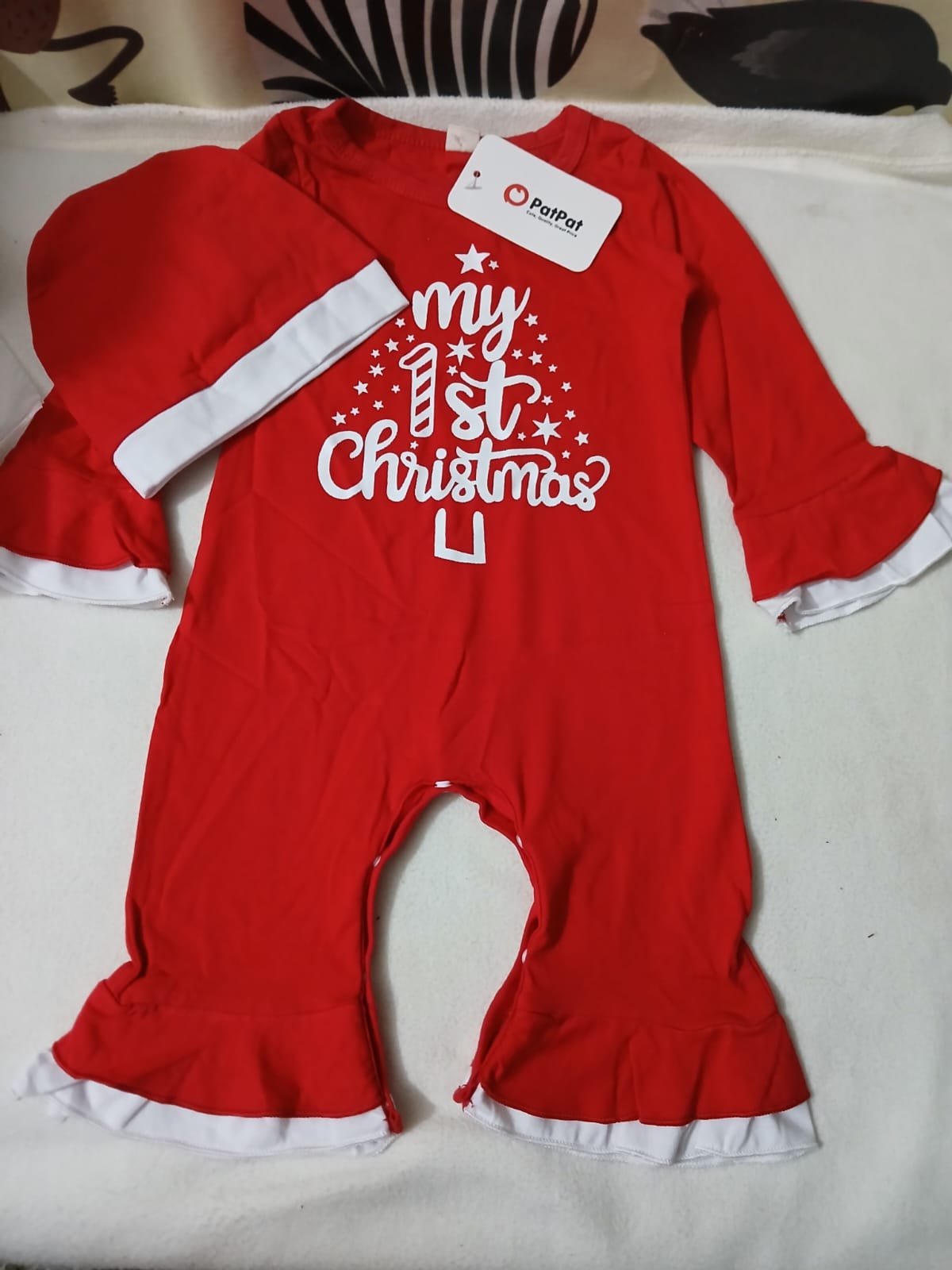 1st Christmas Plaid Romper