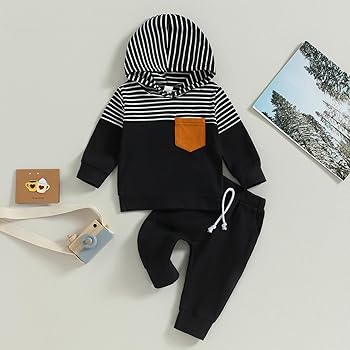 2-Piece Striped Hoodie and Jogger Set for Toddlers