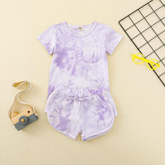 2-Pice Lilac Tie-Dye Toddler Outfit Set