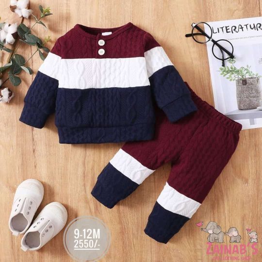 2-Piece Cozy Striped Baby Outfit