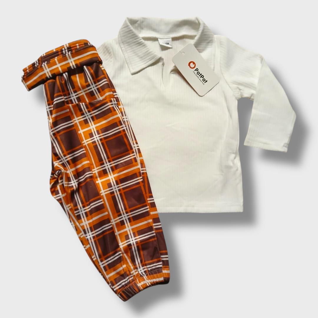 2-Piece Stylish Kids' Plaid Outfit Set
