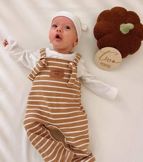 Mama's Boy Striped Overall Set