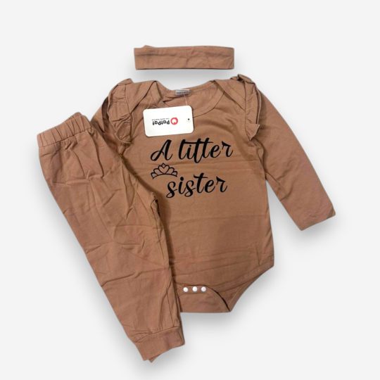3-Piece Little Sister Crown Onesie Set