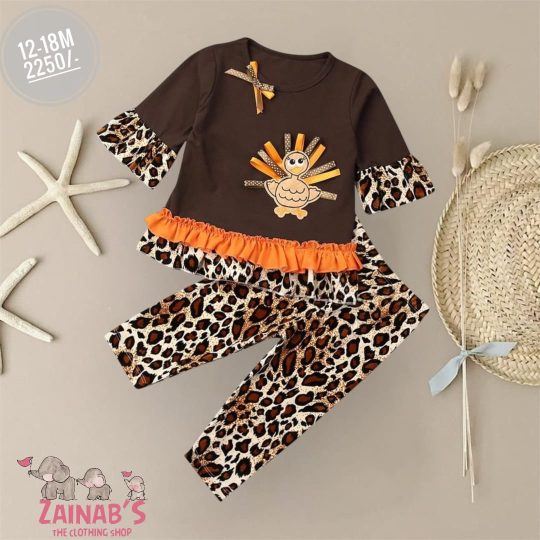 2-Piece Leopard Print Turkey Outfit for Toddlers