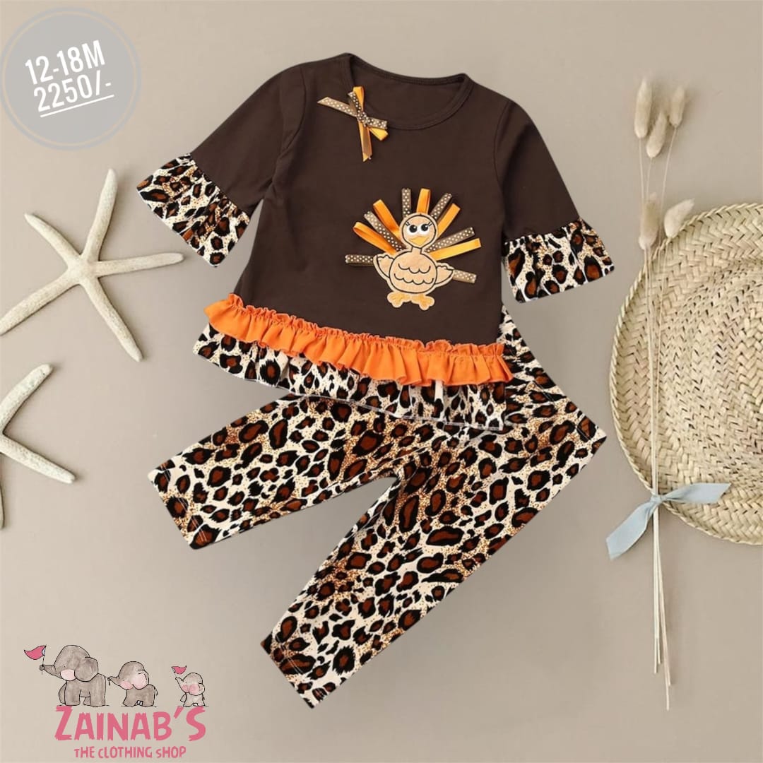 2-Piece Leopard Print Turkey Outfit for Toddlers