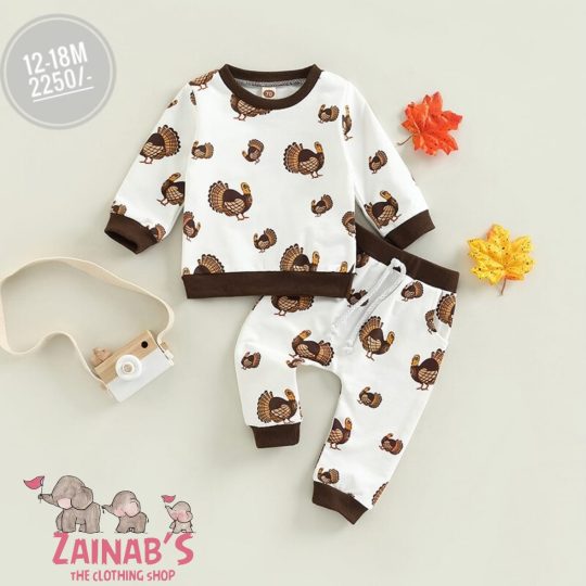 2-Piece Turkey Print Baby Outfit