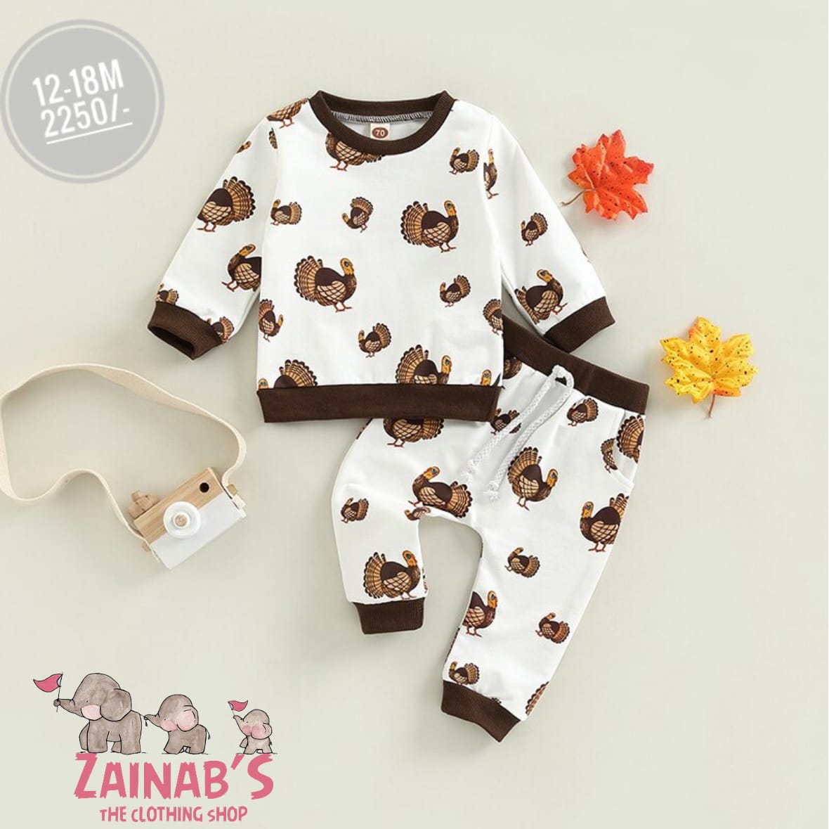 2-Piece Turkey Print Baby Outfit