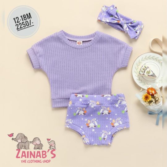 3-Piece Lavender Bunny Baby Outfit Set
