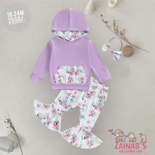 2-Piece Lavender Koala Hoodie Set