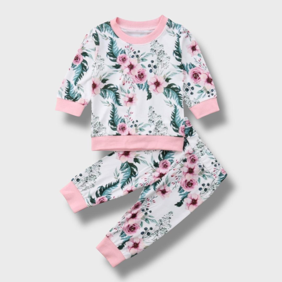2-Piece Floral Pattern Baby Outfit Set