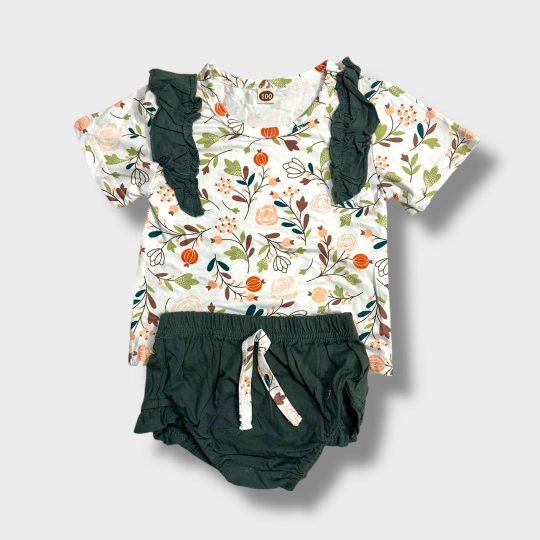 2-Piece Floral Patterned Ruffle Top and Shorts Set