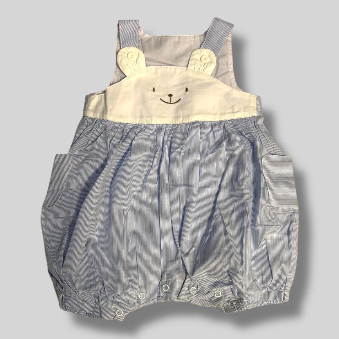 Blue and White Striped Bear Romper
